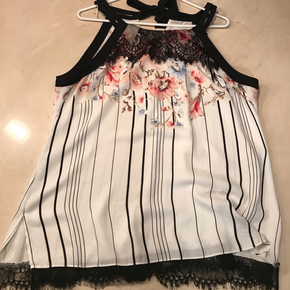 White house black market floral tank/cardigan